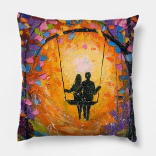 Romance on the swing Pillow