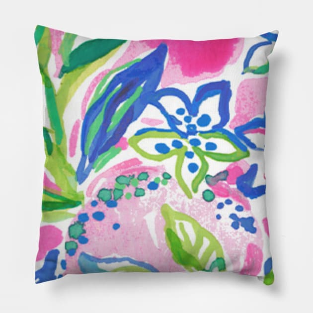 Bright Floral Print Pillow by LittleLuxuriesDesigns