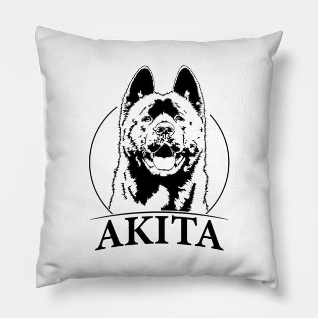 Funny Proud Akita dog portrait gift Pillow by wilsigns