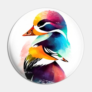 Mandarin Duck Wild Nature Animal Colors Art Painting Pin