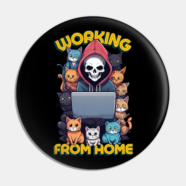 Death's Purrfect Work-Life Balance Pin by LopGraphiX