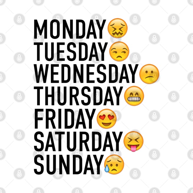 Moods of the Week Expressed Through Emojis (Black) by FullTimeFangirl