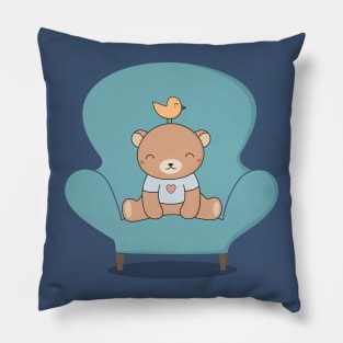 Kawaii Cute Bear On A Sofa Pillow