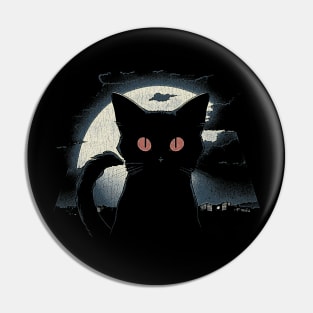 Cute cat under the moon Pin