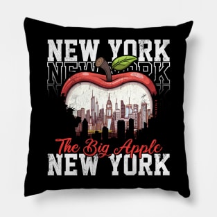 New York The Big Apple Cartoon Cityscape Pillow