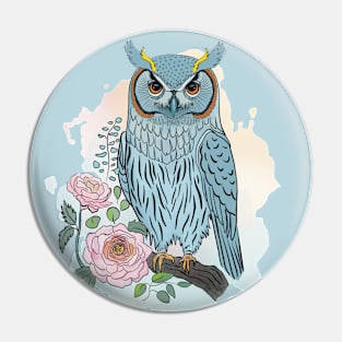 Owl blue Pin