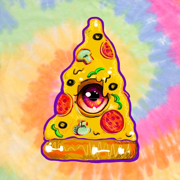 Trippy One Eyed Psychedelic Pizza by CatsandBats