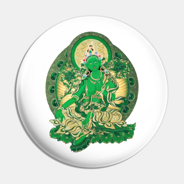 Green Tara Pin by walltowall