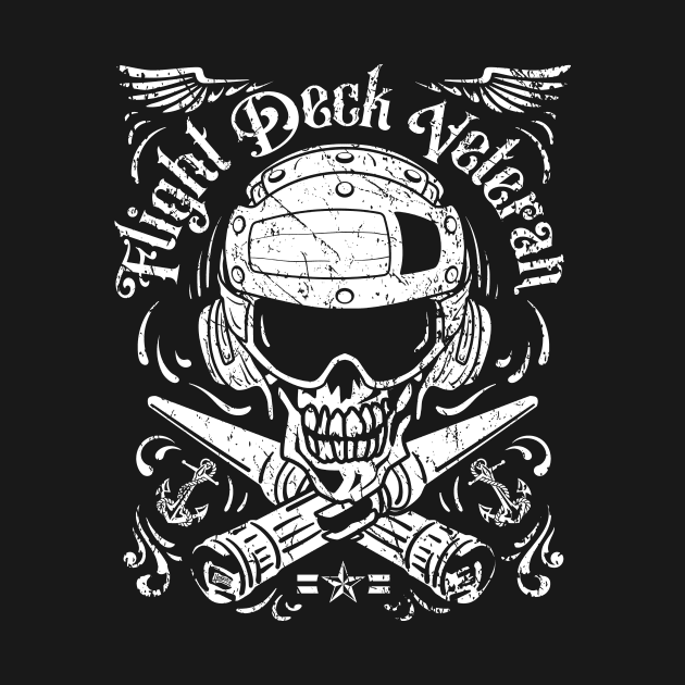 Naval Aviation Flight Deck Veteran Skull Vintage Distressed by hobrath