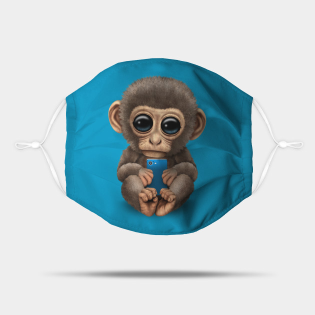 Cute Baby Monkey Holding A Blue Cell Phone Baby Monkey Mask Teepublic Cute Baby Monkey Holding A Blue Cell Phone Baby Monkey Mask Teepublic