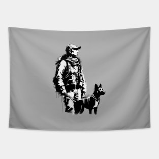 Banksy style hunter Tapestry