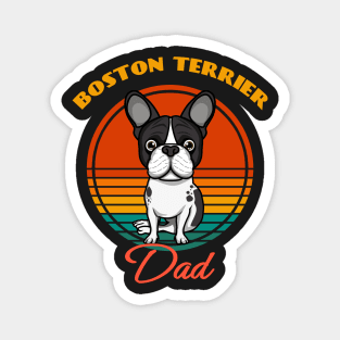 Boston Terrier Dad Dog puppy Lover Cute Sunser Retro Funny Fathers Day Magnet