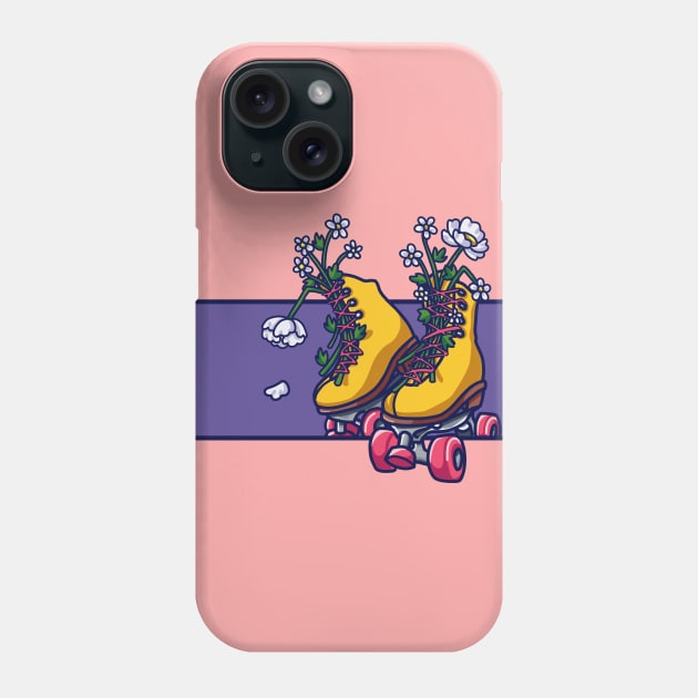 Floral Roller Skates Phone Case by Reivennant