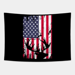 Hunting Hunters Deer USA US American Flag Tapestry