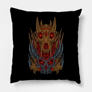 Skull red eyes 3 Pillow