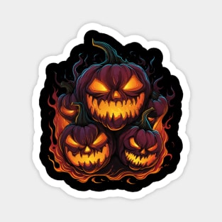 Flaming Jack O Lanterns Graphic Magnet