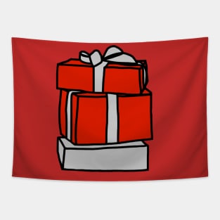 A Stack of Three Wrapped Christmas Gift Boxes Tapestry