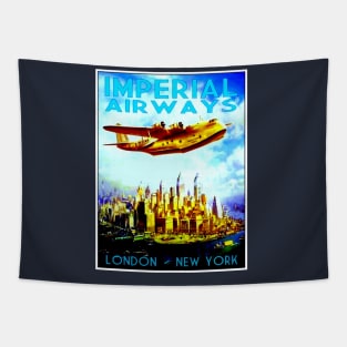 Imperial Airways Fly to London and New York Travel Print Tapestry