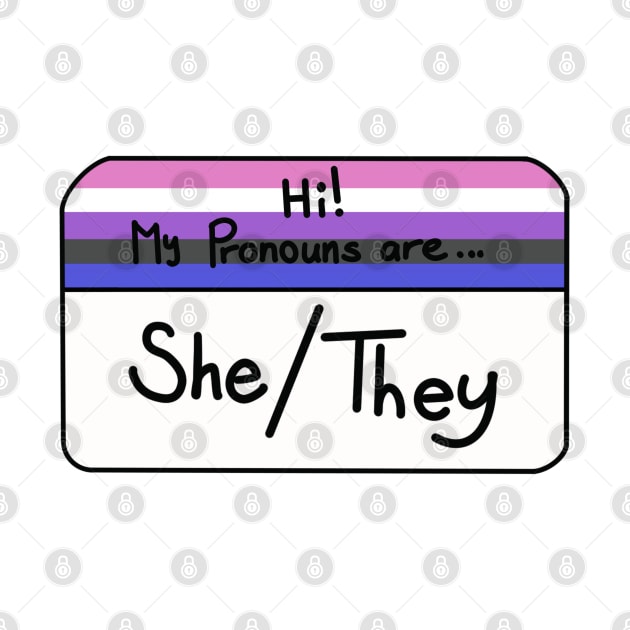 Hi my pronouns are - She They - Genderfluid pride by Beelixir Illustration