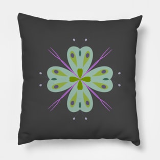 Green butterfly mandala Pillow