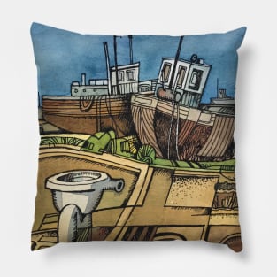 Fishing Boats Dungeness Beach Kent Pillow