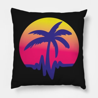 Palms and Wavs Sunrise Logo Tee Pillow