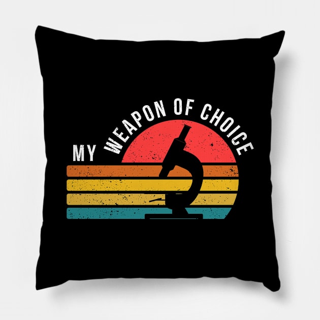 Retro My Weapon Of Choice Laboratory Pillow by TeeTeeUp