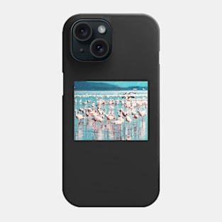 Flamingo, Flamingos print, Sea, Ocean, Modern art, Wall art, Print, Minimalistic, Modern Phone Case