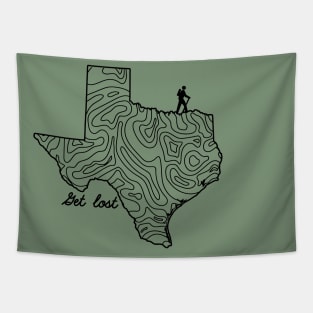 Get Lost Hiking Topographic Art Hike Texas State Map Tapestry