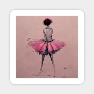 Sketch of pretty ballerina in her pink tutu. Magnet