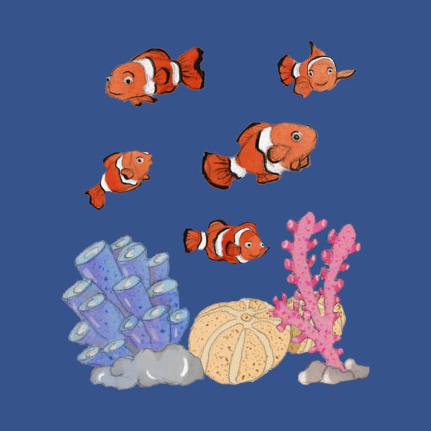 A coral reef with clown fish by LeahHa