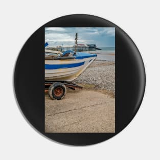 Crab fishing boat on Cromer beach, Norfolk Pin