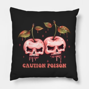 Caution Poison Skull Cherries Pillow