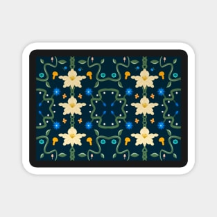 Midnight folk flowers Magnet