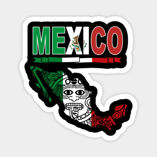 Playera Mexico Calendario Azteca en silueta del pais mexico Magnet