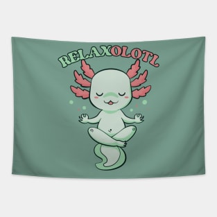 Relaxalotl // Funny Meditating Axolotl Tapestry