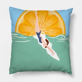 Woman at the beach 8 Pillow