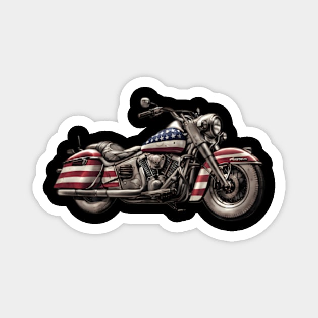 Motorcycle Biker Motorcycle Usa Flag Rider Magnet by Ro Go Dan