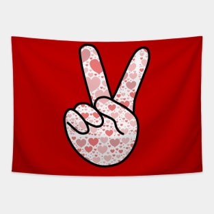 V Sign Hearts Tapestry