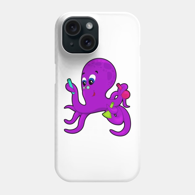 Octopus as Teacher with Laboratory equipment Phone Case by Markus Schnabel