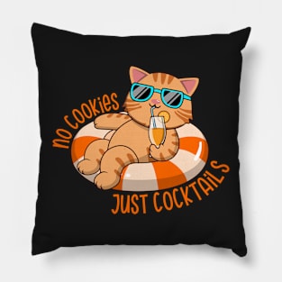 No Cookies Just Cocktails Funny Cat Pillow