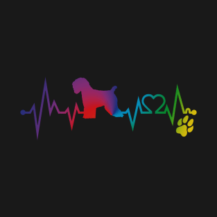 Soft coated wheaten Terrier Colorful Heartbeat, Heart & Dog Paw T-Shirt