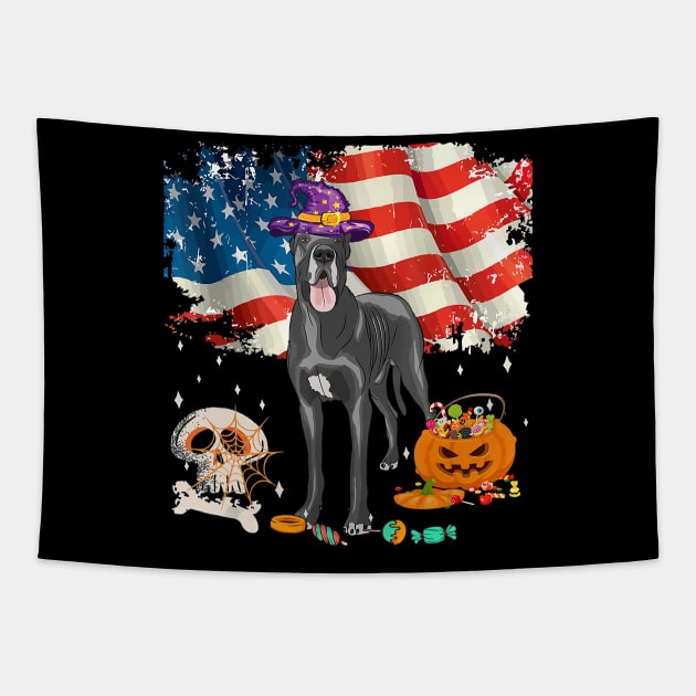 Funny great dane Dog Halloween Costume Gift Flag America Tapestry by frostelsinger