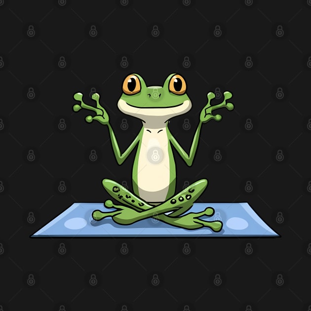 Frog practicing yoga by Evergreen