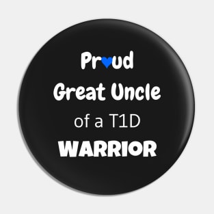 Proud Great Uncle White Text Blue Heart Pin