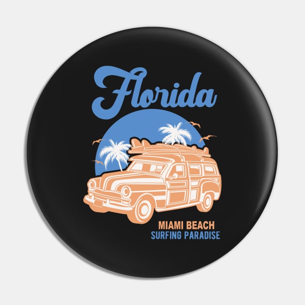 Florida Miami Beach Surfing Paradise Pin by bougieFire