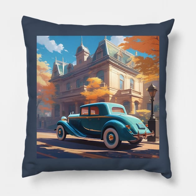 Vintage Victorian car Pillow by Spaceboyishere