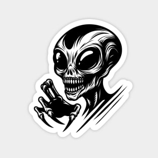 Creepy Alien Skull – Weird Horror Sci-Fi Monster Design Magnet