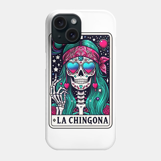 Vibrant Skeleton with Roses and Stars La Chingona Phone Case by ThatVibe