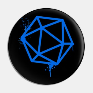 D20 Dice Royal Blue Tabletop RPG Gaming Pin